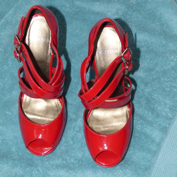Red Carvela Strappy High Heeled Sandals EU39 (approx US 8-8.5) - Picture 1 of 14